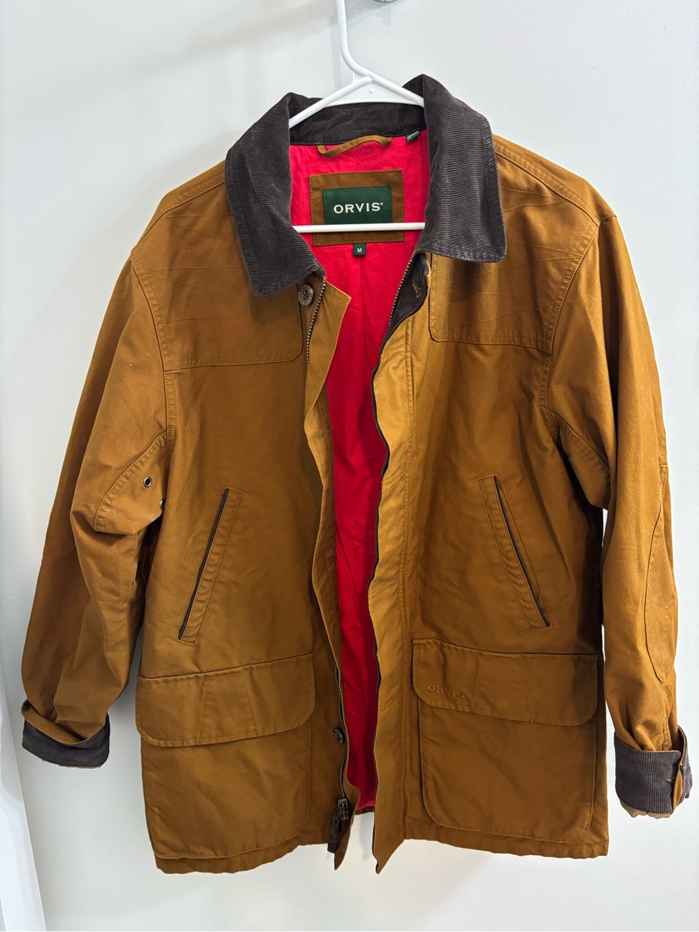Orvis Brown Tan Field Jacket with Red Lining